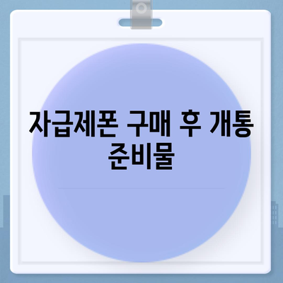 자급제폰 개통방법