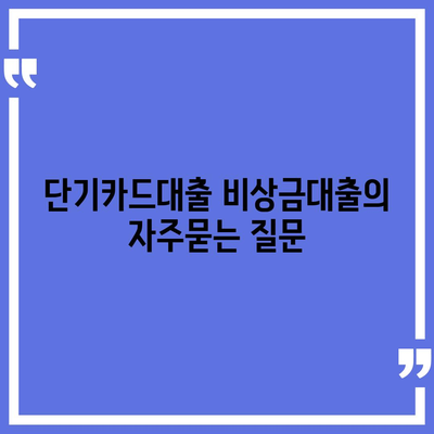 단기카드대출 비상금대출