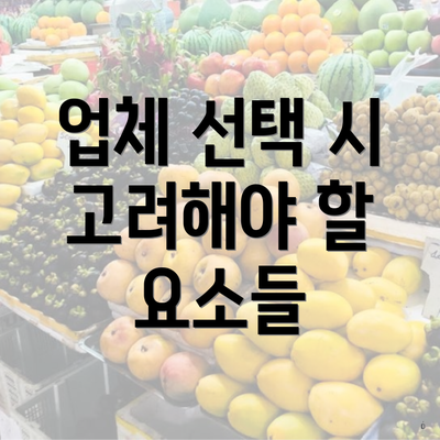 업체 선택 시 고려해야 할 요소들