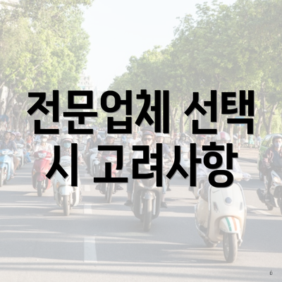 전문업체 선택 시 고려사항
