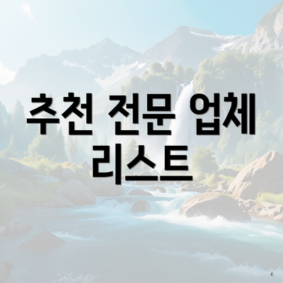 추천 전문 업체 리스트