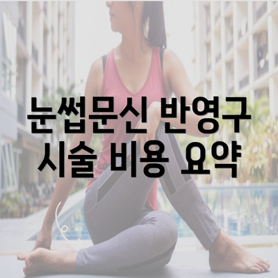눈썹문신 반영구 시술 비용 요약