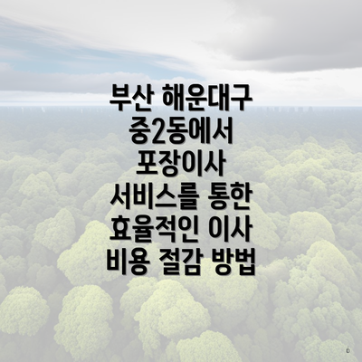 부산 해운대구 중2동에서 포장이사 서비스를 통한 효율적인 이사 비용 절감 방법