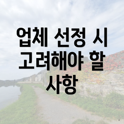 업체 선정 시 고려해야 할 사항