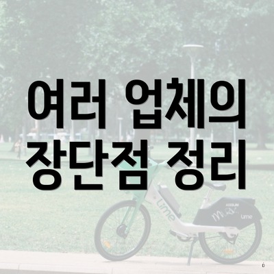 여러 업체의 장단점 정리