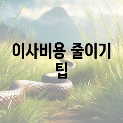 이사비용 줄이기 팁