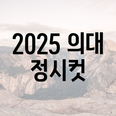 2025 의대 정시컷