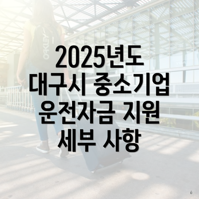 2025년도 대구시 중소기업 운전자금 지원 세부 사항