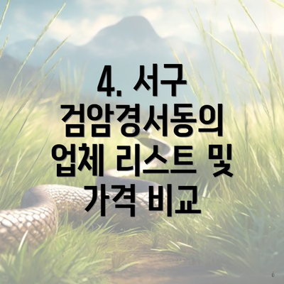 4. 서구 검암경서동의 업체 리스트 및 가격 비교