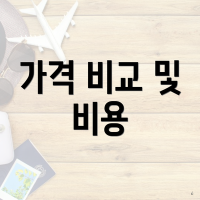 가격 비교 및 비용