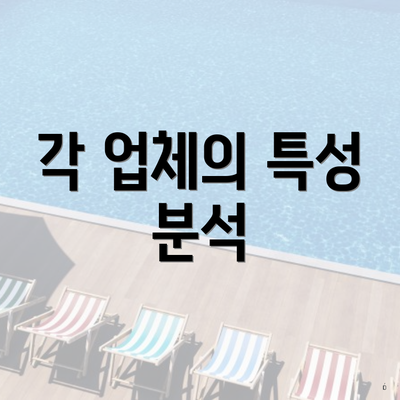 각 업체의 특성 분석