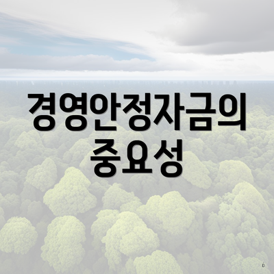 경영안정자금의 중요성