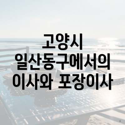 고양시 일산동구에서의 이사와 포장이사