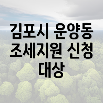 김포시 운양동 조세지원 신청 대상
