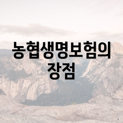 농협생명보험의 장점