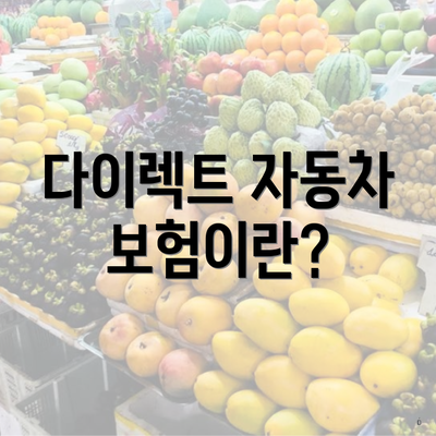 다이렉트 자동차 보험이란?
