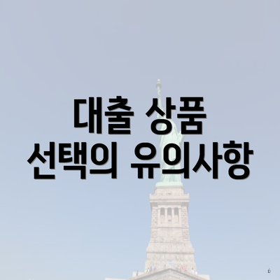 대출 상품 선택의 유의사항