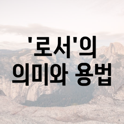 '로서'의 의미와 용법