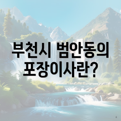 부천시 범안동의 포장이사란?