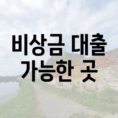 비상금 대출 가능한 곳