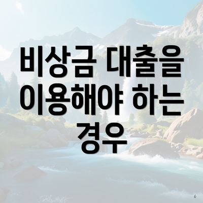 비상금 대출을 이용해야 하는 경우