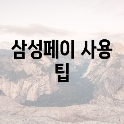 삼성페이 사용 팁