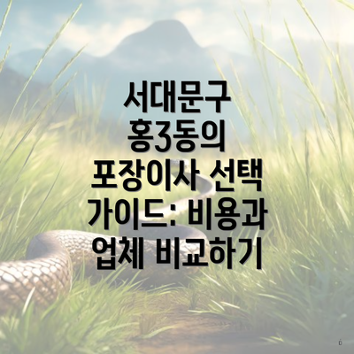 서대문구 홍3동의 포장이사 선택 가이드: 비용과 업체 비교하기