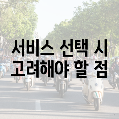서비스 선택 시 고려해야 할 점