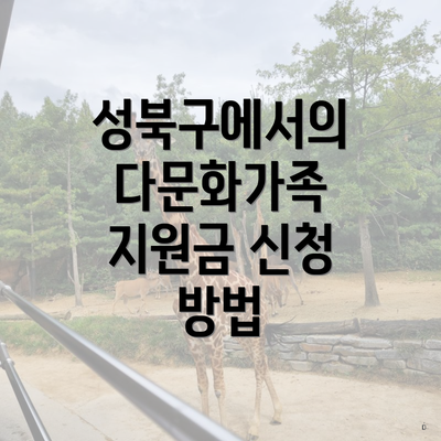 성북구에서의 다문화가족 지원금 신청 방법