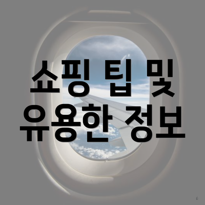 쇼핑 팁 및 유용한 정보
