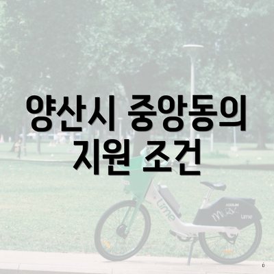 양산시 중앙동의 지원 조건