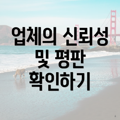 업체의 신뢰성 및 평판 확인하기