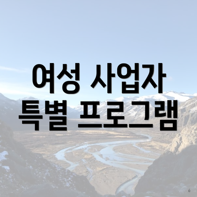 여성 사업자 특별 프로그램