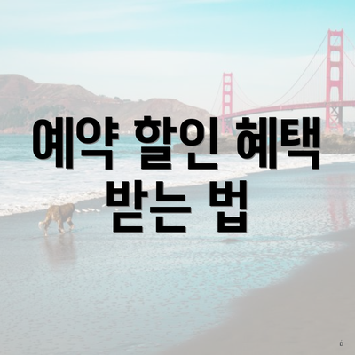 예약 할인 혜택 받는 법