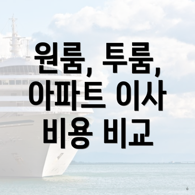 원룸, 투룸, 아파트 이사 비용 비교