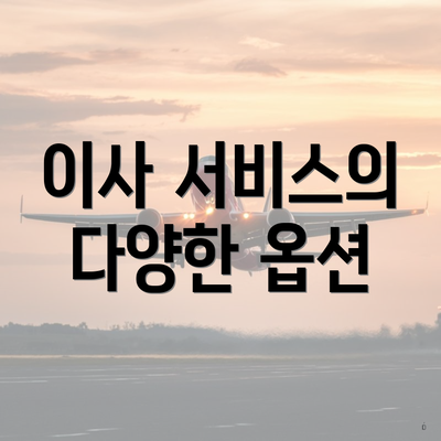 이사 서비스의 다양한 옵션