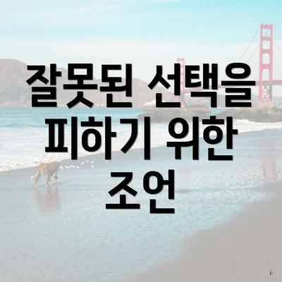 잘못된 선택을 피하기 위한 조언