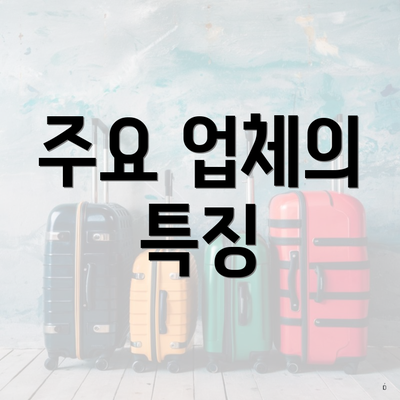 주요 업체의 특징