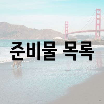 준비물 목록