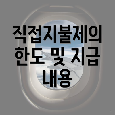직접지불제의 한도 및 지급 내용