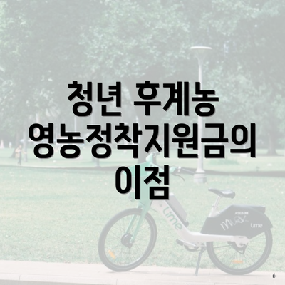 청년 후계농 영농정착지원금의 이점