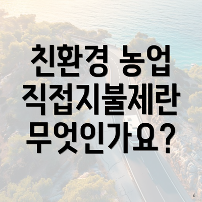 친환경 농업 직접지불제란 무엇인가요?