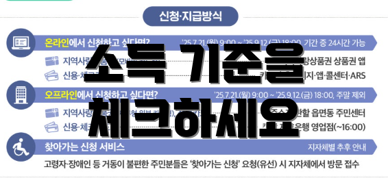 소득 기준을 체크하세요