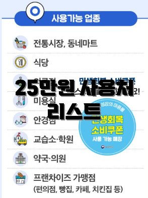 25만원 사용처 리스트